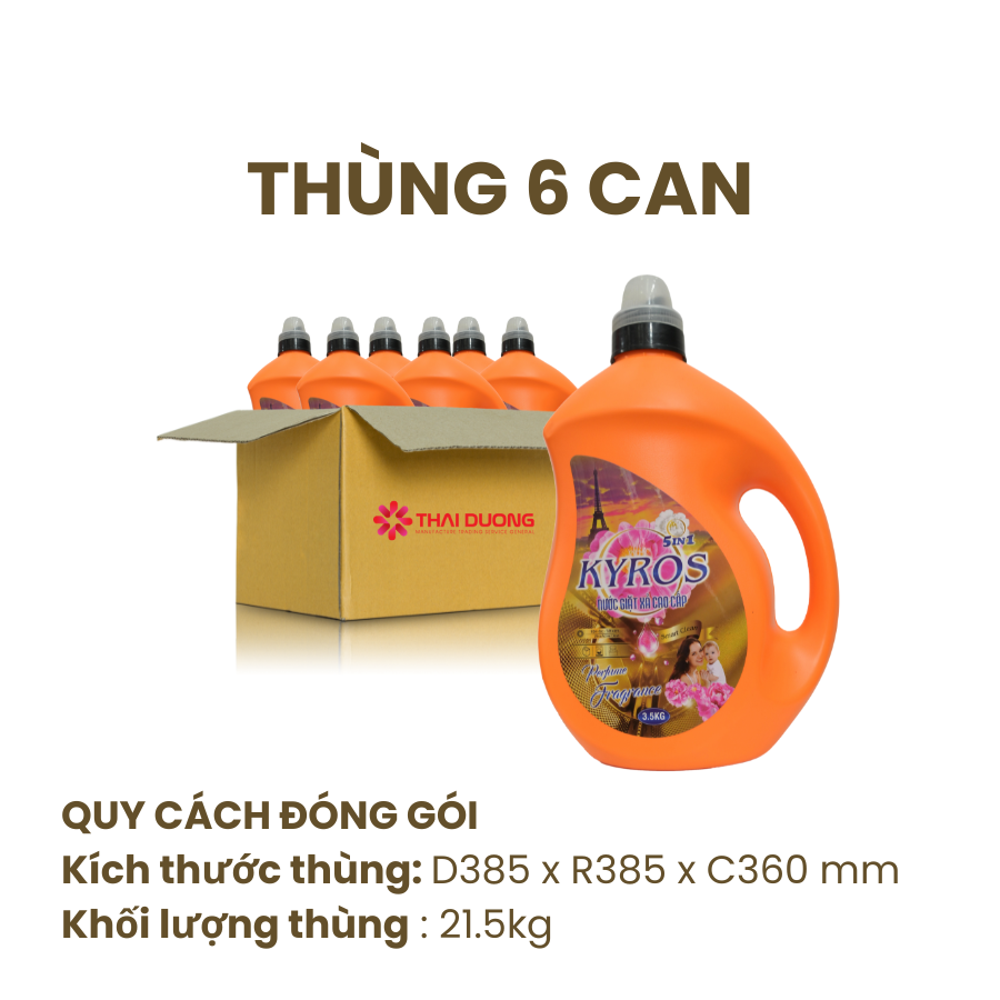 Thùng Nước Giặt Xả Đậm Đặc KYROS Hương Ban Mai 3.5kg