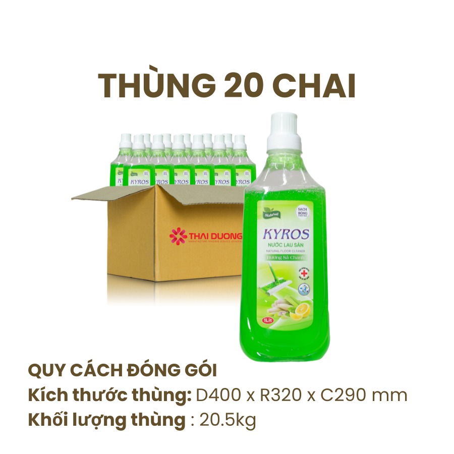 Thùng Nước Lau Sàn KYROS Hương Sả Chanh 1 Lít