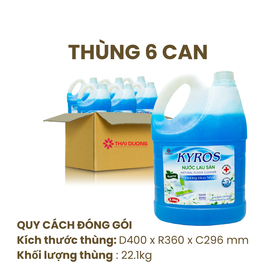 Thùng Nước Lau Sàn KYROS Hương Hoa Nhài 3.6kg