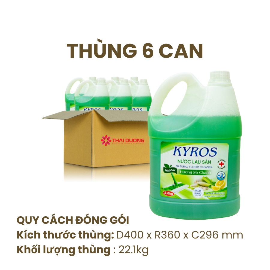 Thùng Nước Lau Sàn KYROS Hương Sả Chanh 3.6kg
