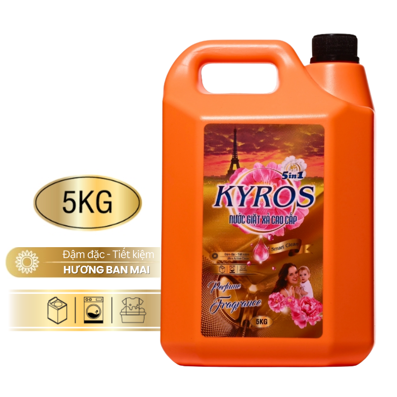 Nước Giặt Xả Đậm Đặc KYROS Hương Ban Mai 5kg