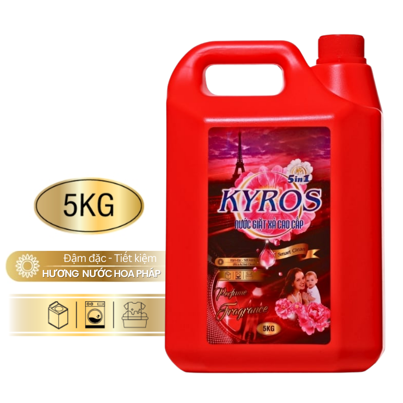 Nước Giặt Xả Đậm Đặc KYROS Hương Nước Hoa Pháp 5kg