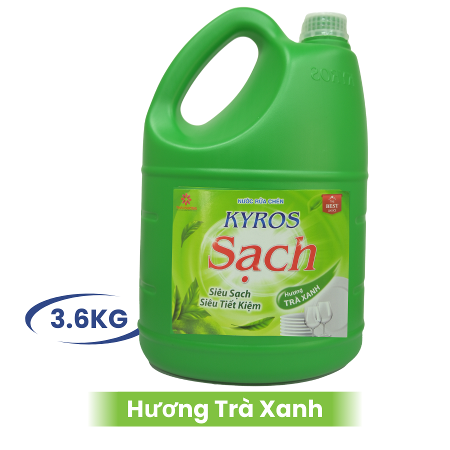 Nước Rửa Chén KYROS Hương Trà Xanh 3.6kg