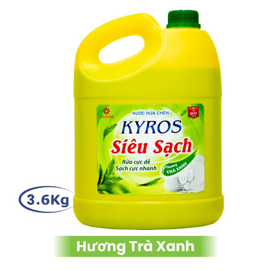 Nước Rửa Chén KYROS Hương Trà Xanh 3.6kg