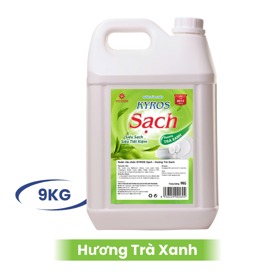 Nước rửa chén KYROS Hương Trà Xanh 9KG