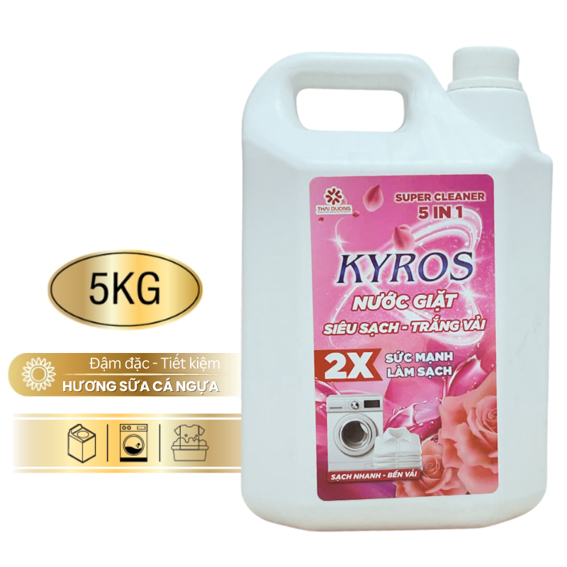 Nước Giặt 5in1 KYROS Hương Sữa Cá Ngựa 5kg