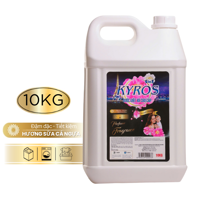 Nước Giặt Xả Đậm Đặc KYROS Hương Sữa Cá Ngựa 10kg