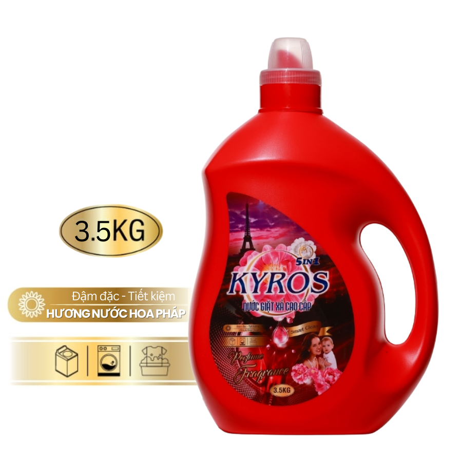 Nước Giặt Xả Đậm Đặc KYROS Hương Nước Hoa Pháp 3.5kg
