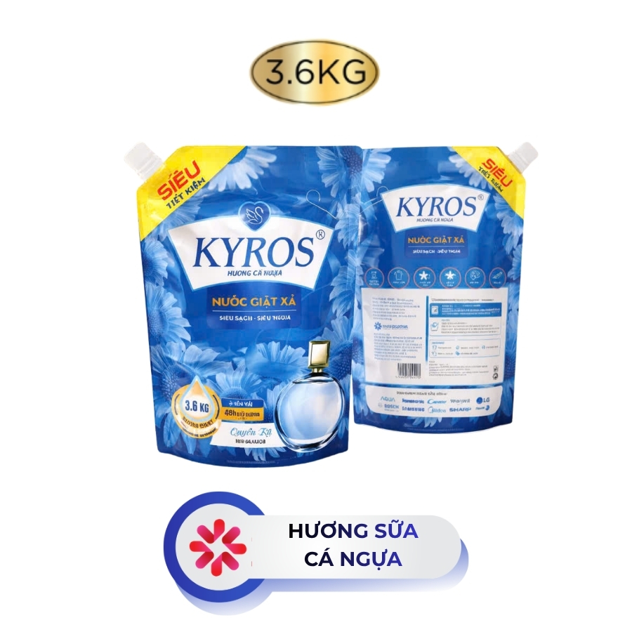Nước Giặt Xả Đậm Đặc KYROS - Hương Sữa Cá Ngựa Túi 3.6kg